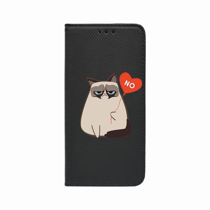 Калъф тип тефтер Unique за Samsung Galaxy A5 (2017), Meme - Grumpy Says No, Magnetic Flip Case, Black, FLb 657