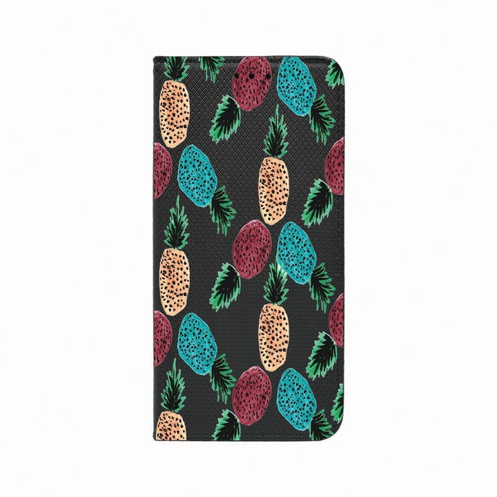 Калъф тип тефтер Unique за Apple iPhone 12 Pro, Ananas, Magnetic Flip Case, Black, FLb 669