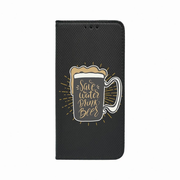 Калъф тип тефтер Unique за Samsung Galaxy A53 5G, Save Water, Magnetic Flip Case, Black, FLb 806