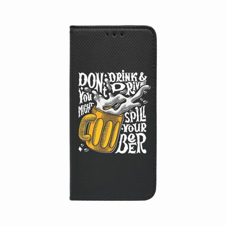 Калъф тип тефтер Unique за Honor Magic 4 Pro, Don't Drink And Drive, Magnetic Flip Case, Black, FLb 796