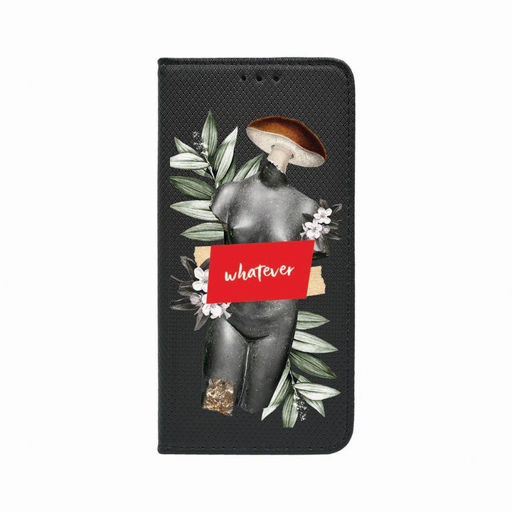 Калъф тип тефтер Unique за Oppo A53 2020 / A53s, Whatever, Magnetic Flip Case, Black, FLb 913