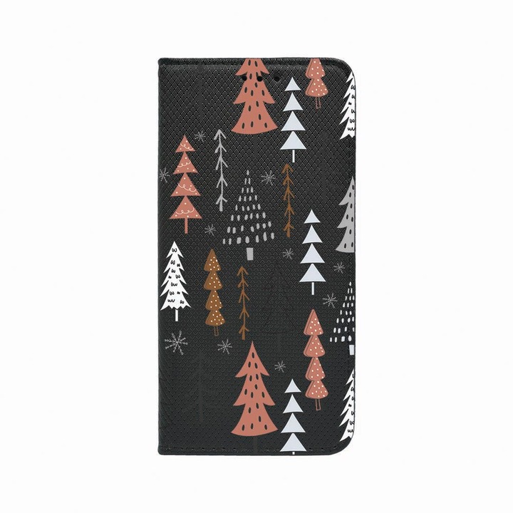 Калъф тип тефтер Unique за Huawei Mate 20 Lite, Christmas Hand Drawn, Magnetic Flip Case, Black, FLb 875