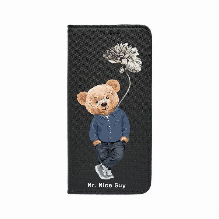 Калъф тип тефтер Unique за Samsung Galaxy A53 5G, Nice Guy - Teddy Bear, Magnetic Flip Case, Black, FLb 934