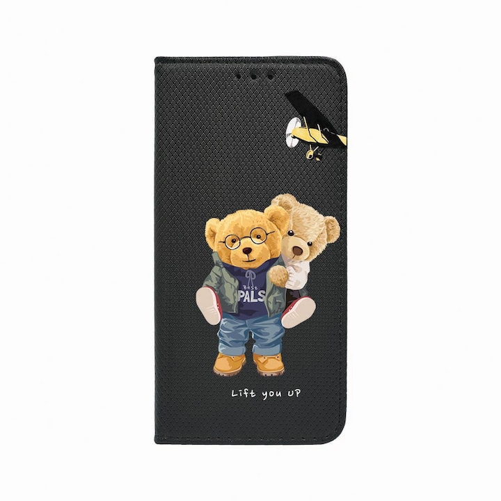 Калъф тип тефтер Unique за Motorola Moto G62 5G, Teddy Bear Lift me up, Magnetic Flip Case, Black, FLb 933