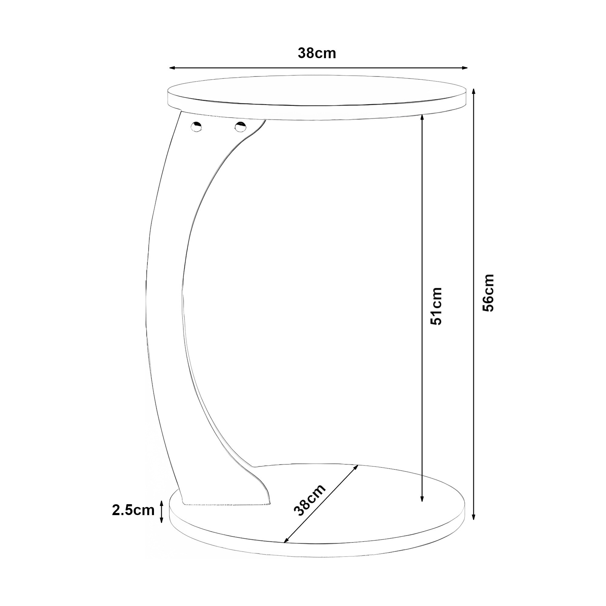 Masuta laterala, en.casa, Holeby, 56 x 38 cm, pal, efect lemn