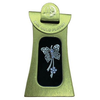 Martisor brosa Fluturas cu Cristale, suflat cu aur 24k si snur - Rahel Martisor brosa Fluturas cu Cristale, suflat cu aur 24k si snur - Rahel