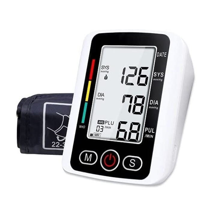 Vérnyomásmérő EBesting B03, Adapter és töltőkábel mellékelve, Memória legfeljebb két felhasználó számára, Automatikus kikapcsolás, LCD kijelző, Pulzus leolvasás, Aritmia észlelés
