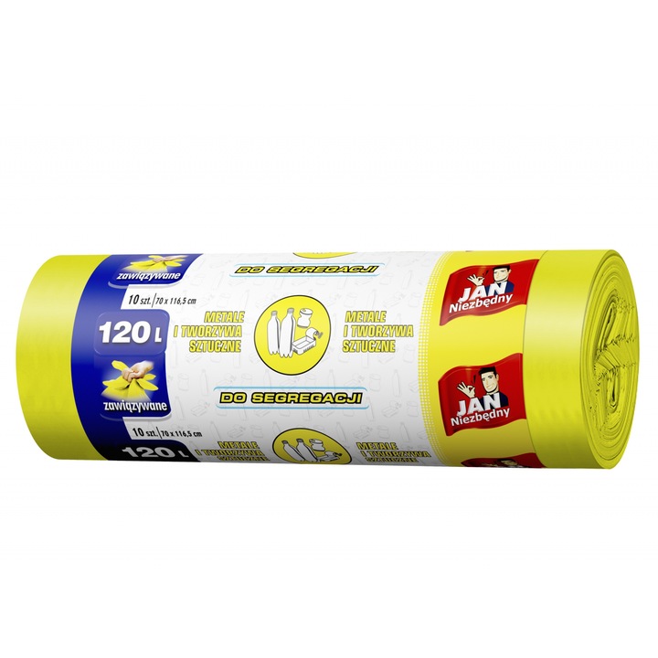 Saci pentru sortarea deseurilor, Jan Niezbedzny, 10 buc, 120 l, 70 x 116.5 cm, Galben