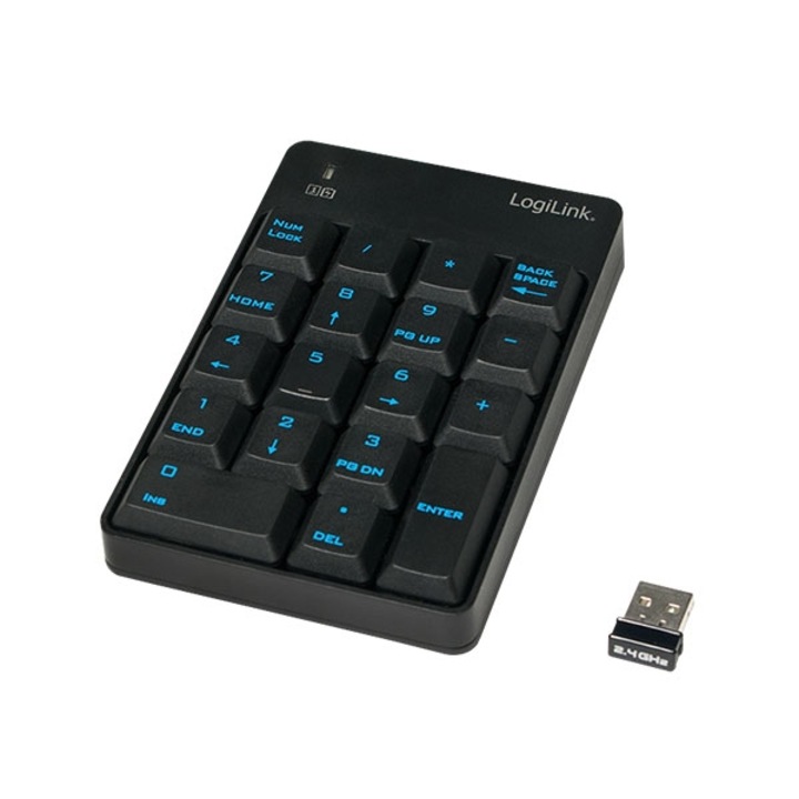 Tastatura numerica fara fir, LogiLink, 18 taste, Negru