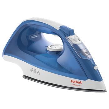 Fier de calcat Tefal Access FV1511E3, 2000W, 20gr/min, 90 gr/min, 250 ml, Alb/Albastru Fier de calcat Tefal Access FV1511E3, 2000W, 20gr/min, 90 gr/min, 250 ml, Alb/Albastru