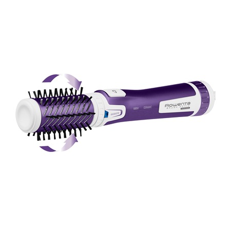 Perie rotativa Rowenta Brush Activ' Volume&Shine 2 CF9530, 1000W, 2 trepte de temperatura si viteza, ionizare, 2 perii, invelis ceramic, Mov
