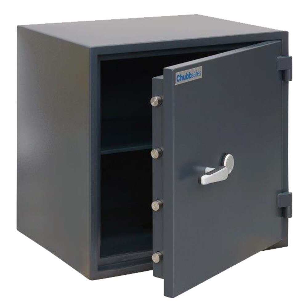 Seif mecanic, cu certificare antifoc si antiefractie, model PUS 140 K CHUBB, 638x650x550 mm, negru