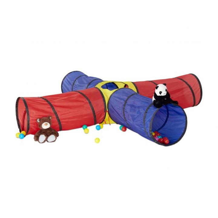 Cort cu spatiu de joaca pentru copii Relaxdays, Pop UP, poliester, multicolor, 250x250x45 cm