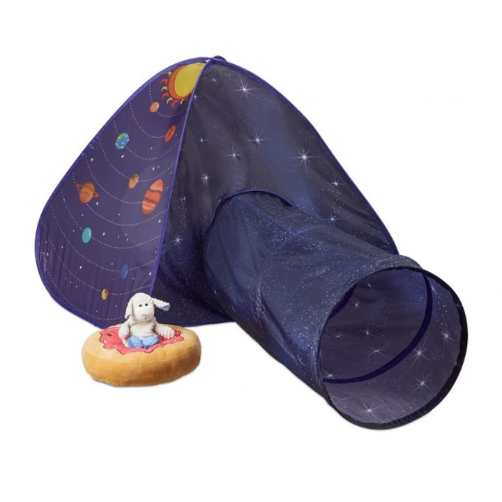 Cort de joaca pentru copii Relaxdays, Albastru inchis, Poliester, 170 x 100 x 90 cm