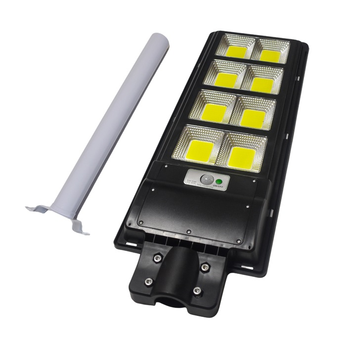 LED улична лампа със слънчево зареждане SolarLight, IP67 водоустойчива, 600W, сензор за светлина и движение, 6 вида осветление, монтажна скоба, технология за безжично управление с дистанционно управление, интелигентно управление на светлината