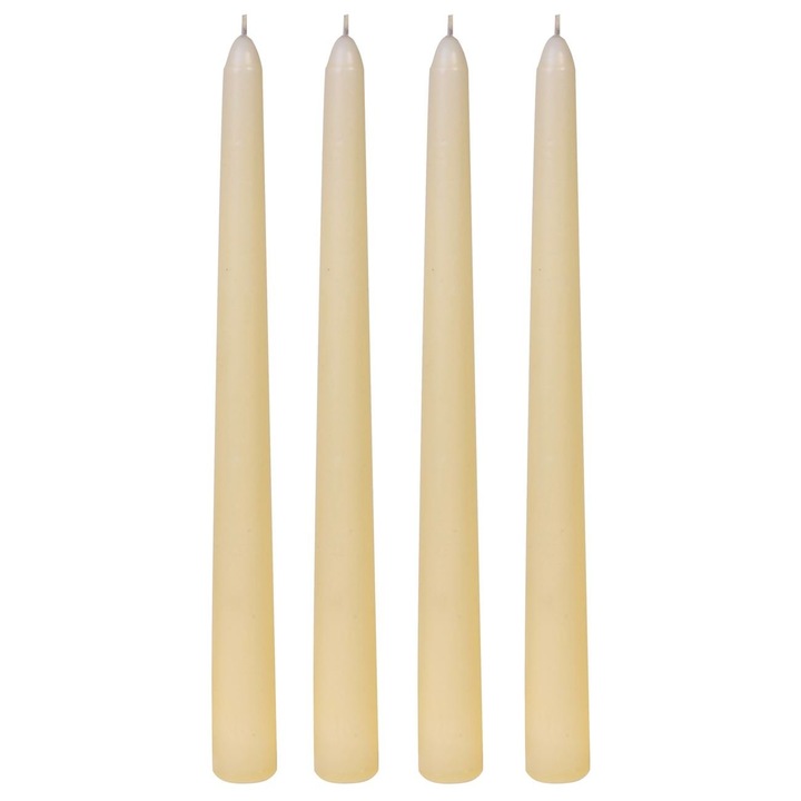 Ekrü dekoratív gyertya készlet gyertyatartóhoz Ø2,5x25cm - 4 db, Paraffin, Meleg hangulat, Elegáns Dekoráció