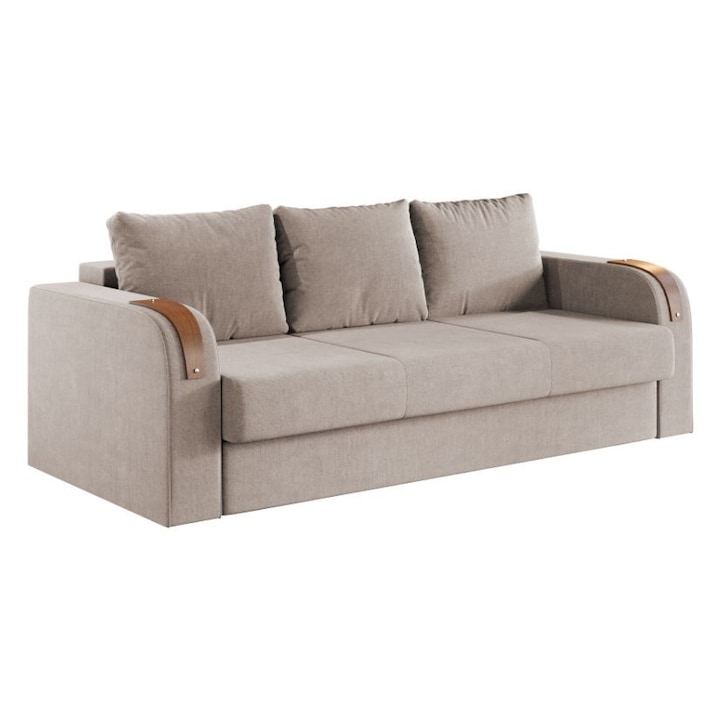 Canapea Morelia, extensibila, lada depozitare, stofa, 210 x 93 x 85 cm, Crem