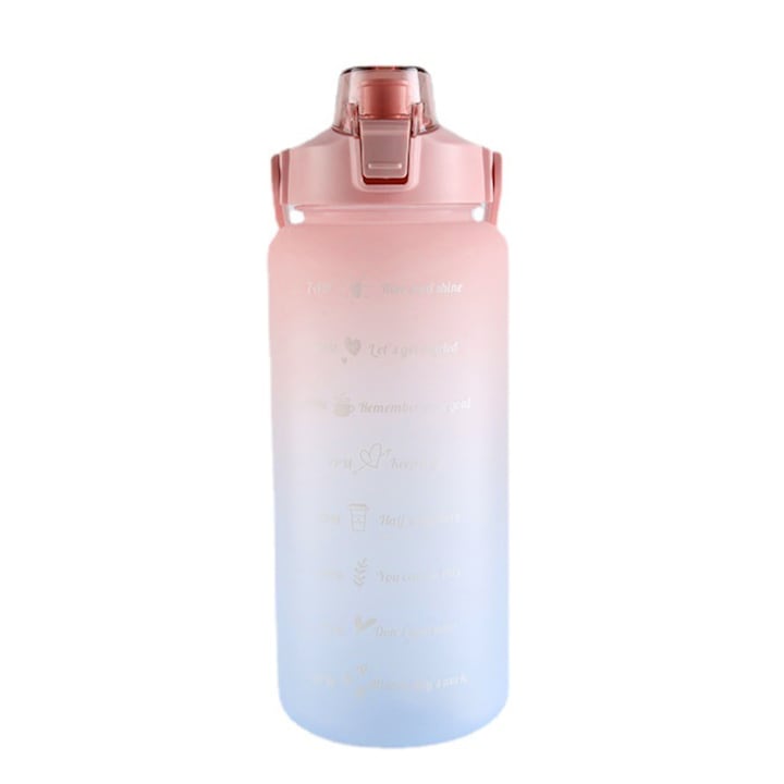 Градуирана бутилка за вода, TopGearWorld, 2L, силикон, розово