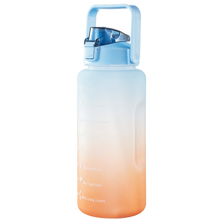 Градуирана бутилка за вода, TopGearWorld®, 2L, силикон, синьо/оранжево