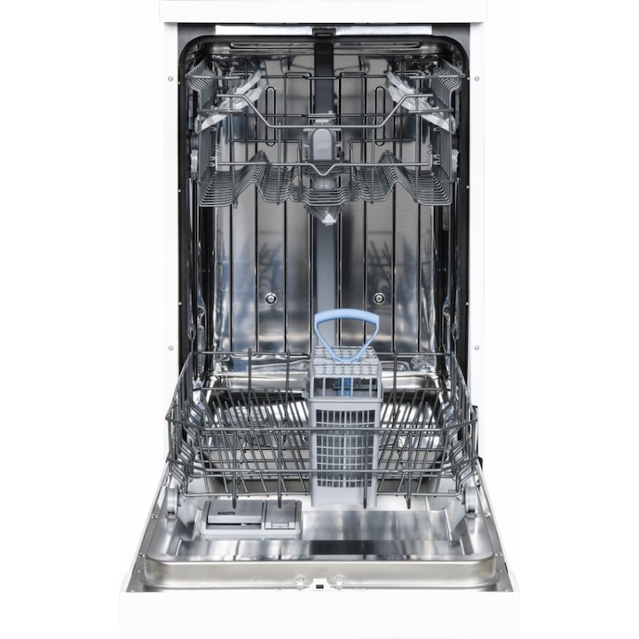 Съдомиялна Heinner HDW-FS4552WE++, 10 комплекта, 5 програми, Клас E, Електронно управление, Бърза програма 30, Half load, Aquastop, 45 см, Бял