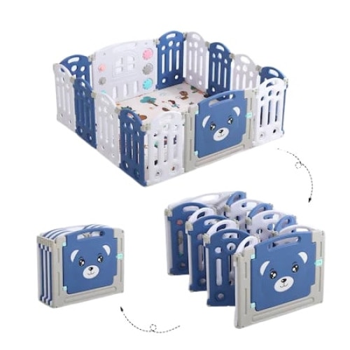 Go Kart összecsukható kerítés, járóka típusú, játszótér, 12 db, színes ...