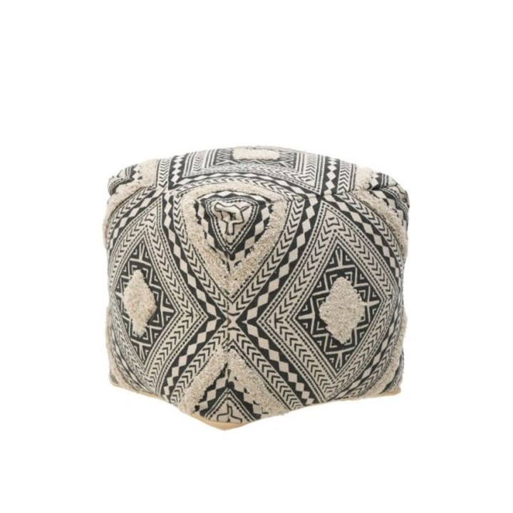 Inart pamut zsámoly, krém/szürke, 45 x 45 x 45 cm