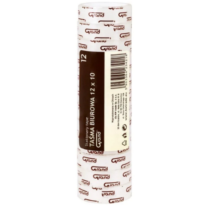 Комплект 12 тиксо sctoch, Grand, 12mm x 30m, Transparent