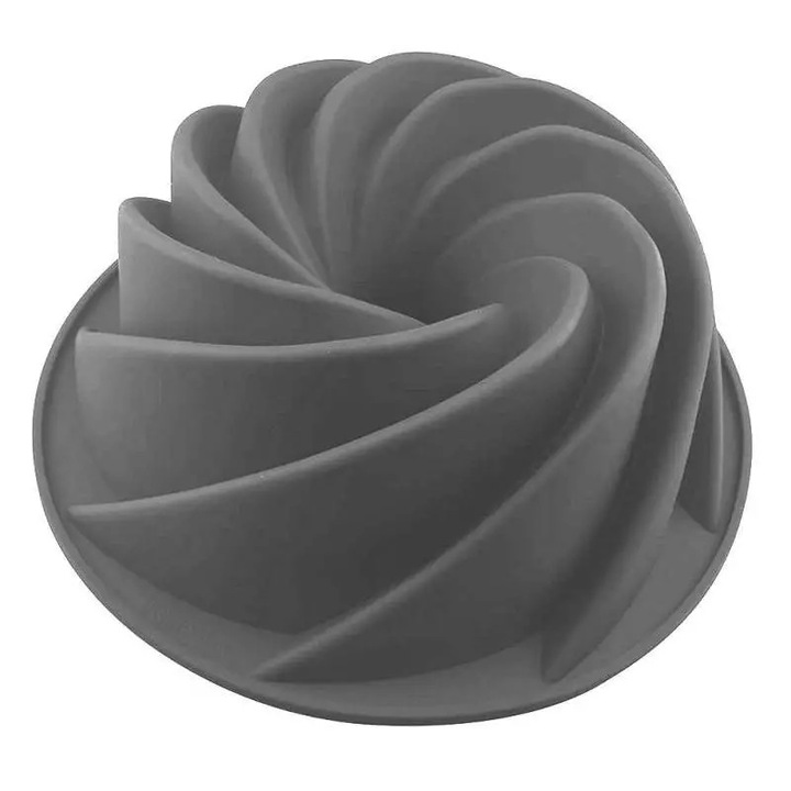 Forma SIKS pentru Copt Prajituri, Tort, Material Silicon, Rotunda, 22x9.5 cm, Gri