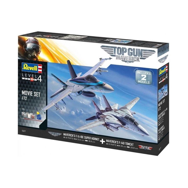 Комплект сглобяеми модели, Revell, Самолети Top Gun F-14 и F/A-18E, 2бр