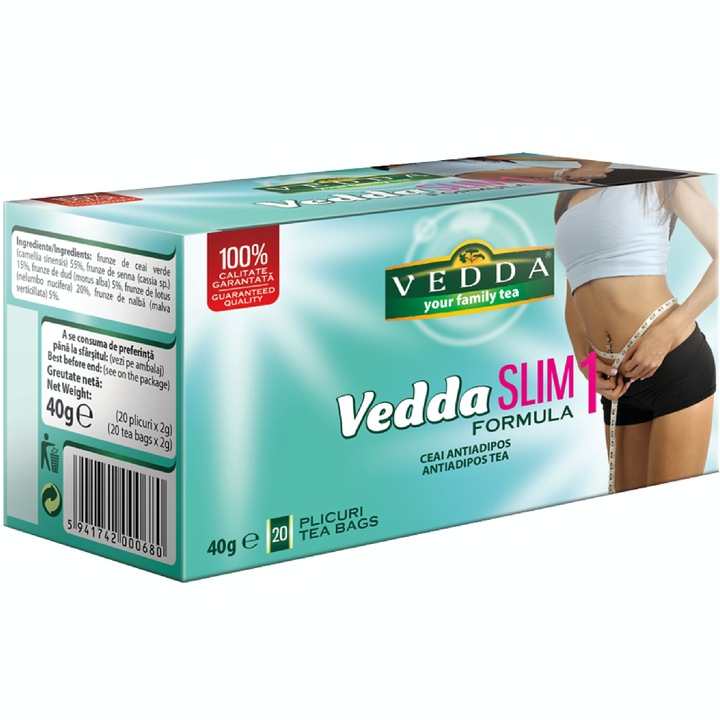 Ceai antiadipos de slabit BodySlim formula 1, 20plicuri, Vedda