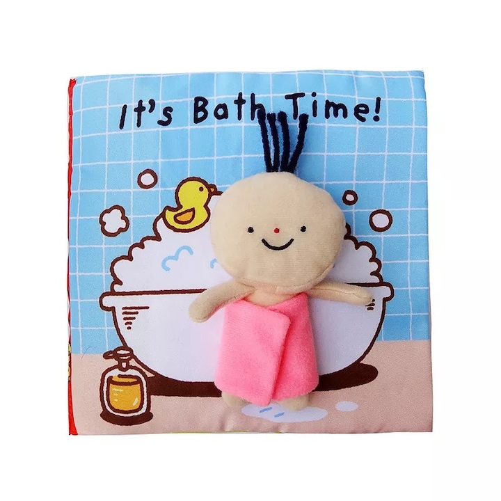 Carte senzoriala fosnitoare pentru bebelusi, 0-18 luni, It's Bath Time, bebeLOGIC™