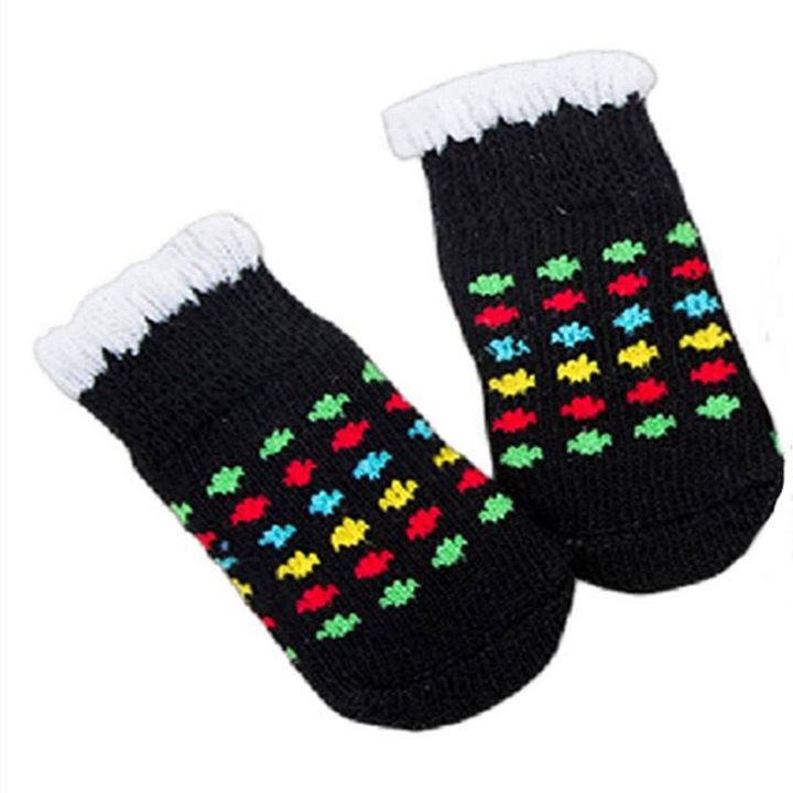 Sosete antiderapante pentru caini, 4 bucati, SCP007, negru, M INTL