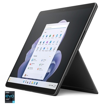 Laptop Microsoft Surface Pro 9 cu procesor Intel Core i5-1235U pana la 4.40 GHz, 13", 16GB, 256GB SSD, Intel Iris Xe Graphics, Windows 11 Home, Graphite