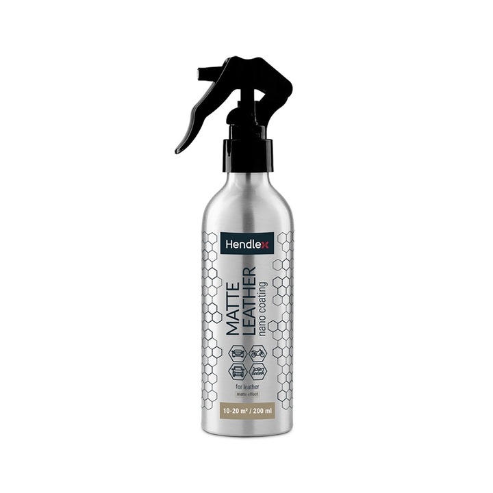 Protectie Ceramica Suprafete din Piele Hendlex® - Tratament Nano Ceramic pentru orice Suprafata din Piele, Scaune Auto, Canapele, Fotolii, Efect Natural, Mat, 200ml, Spray