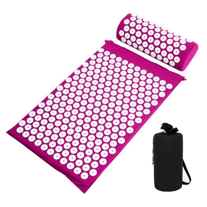 Комплект масажна постелка и възглавница за акупресура MAXIMA 30001003, Розов