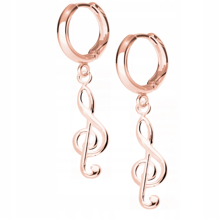 Fülbevaló, Larezo, 925 ezüst, kulcskulcs, rózsaszín arany, fülbevaló magassága: 1,7 cm, medál magassága: 2,4 cm