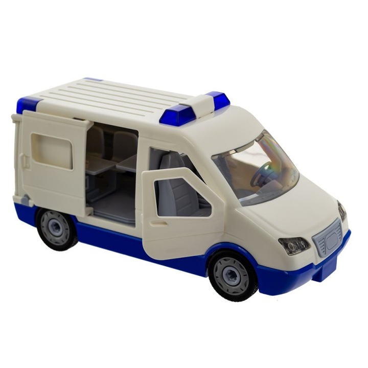 Set constructie masinuta, Eurobaby Zabawki, 23.5 x 9 x 11 cm, 56 piese, 6+ ani, Plastic, Alb