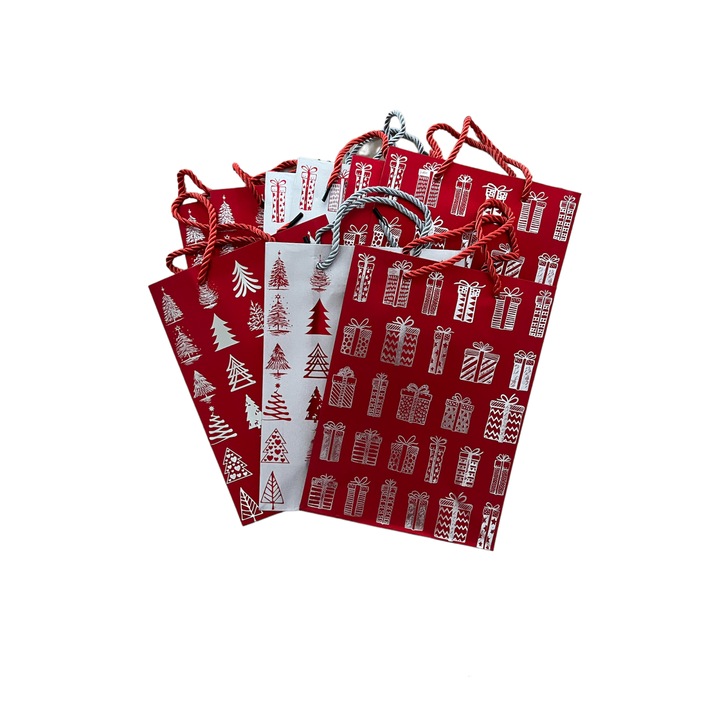 Set 10 Pungi cadou, sarbatori de iarna, 26 X 32 X 10, Alhena®