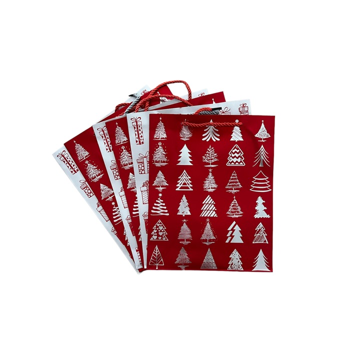 Set 6 Pungi cadou, sarbatori de iarna, 26 X 32 X 10, Alhena®
