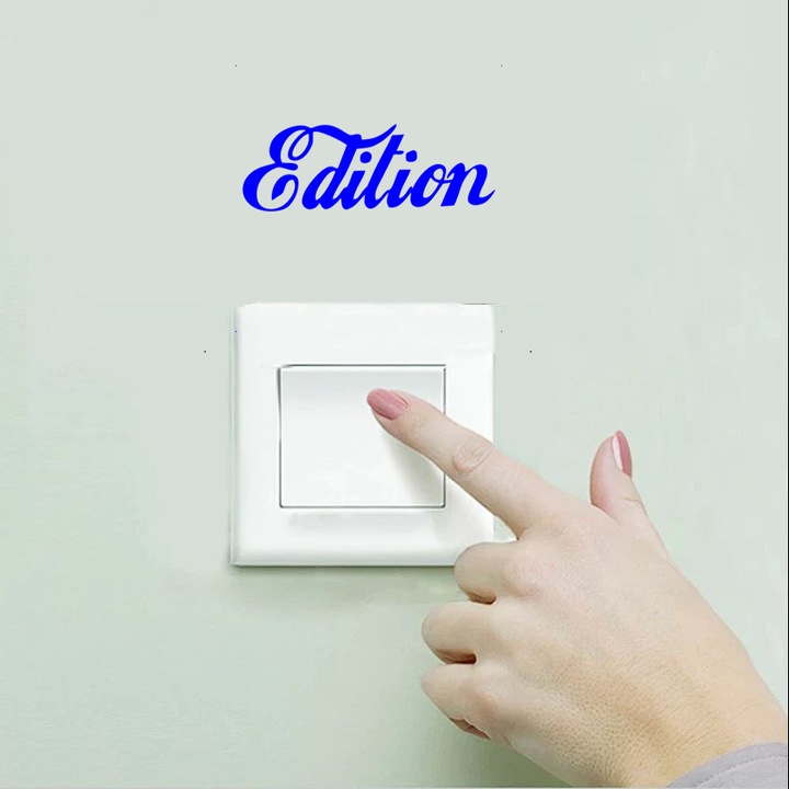 Sticker decorativ perete, auto si geam, Edition versiunea 2, Albastru, 25 cm