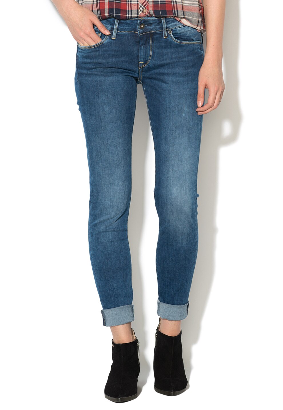 Pepe Jeans London, Blugi skinny regular fit Soho, Albastru, W28-L32