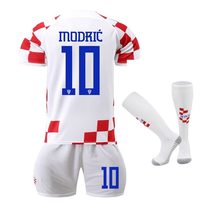 Унисекс футболен комплект, Modric No10, полиестер, бяло/червено - 35688, Червен/Бял