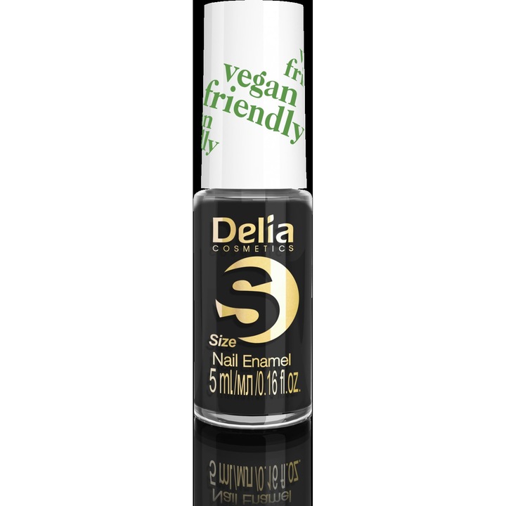 Körömlakk, Delia Cosmetics, Vegánbarát, S-es méret, 5 ml, Fekete