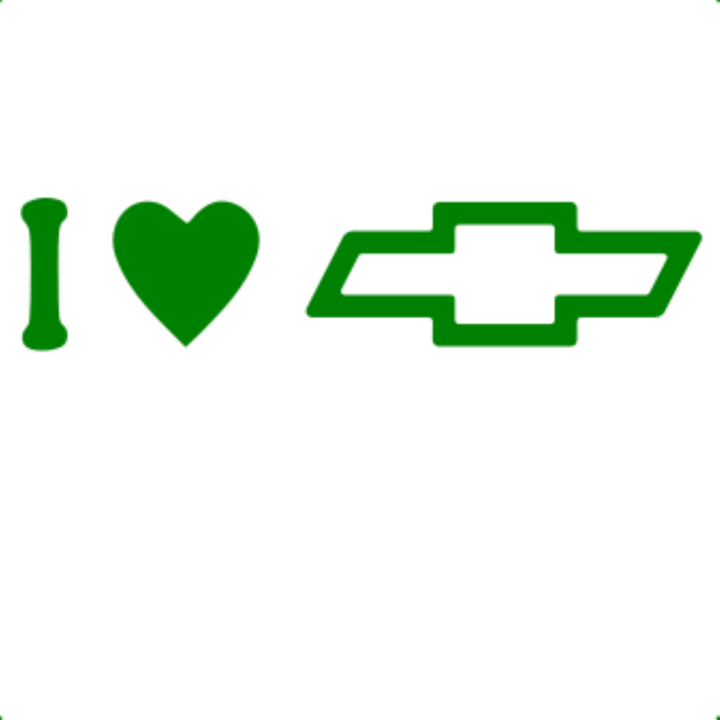 Sticker decorativ perete, auto si geam, I love chevrolet versiunea 2, Verde, 19 cm