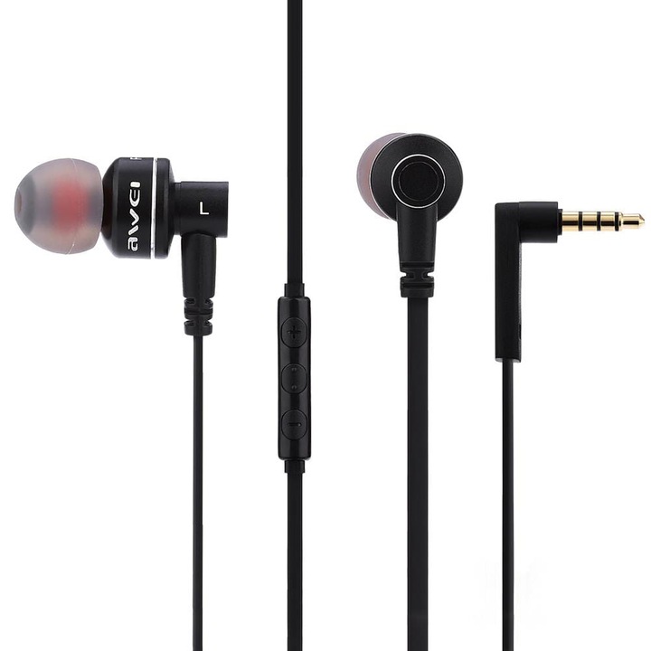 Awei audio fejhallgató, vezetékes, Mini-Jack 3,5 mm, fekete