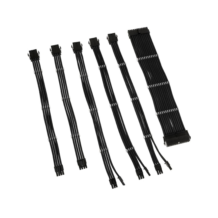 Kit 6 cabluri de extensie Core Adept Braided, Negru