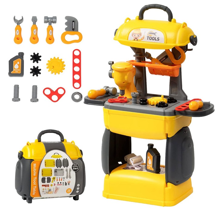 Set de scule 3 in 1 transformabil in masa mobila, Bowa, 28 piese