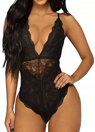 Lenjerie body sexy, dantela, negru, S/M