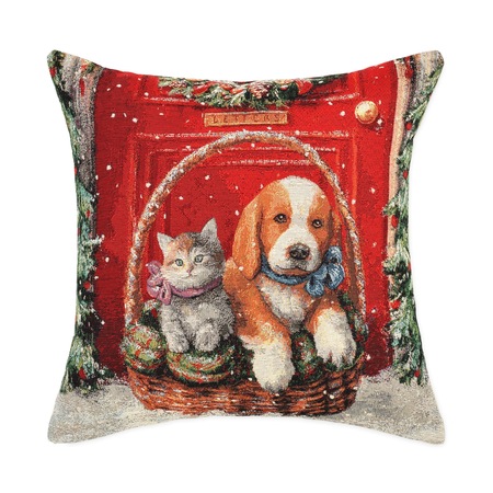 Față de pernă decorativă, Best Friends for Christmas, 40 x 40 cm, bumbac, multicolor