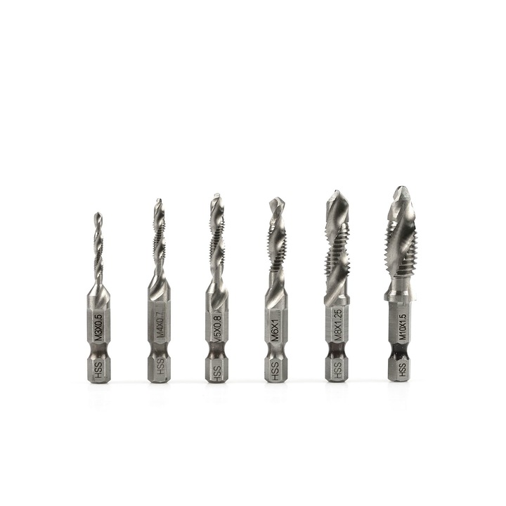 Set burghie HSS, M3-M10, 6 piese, Geko G38117